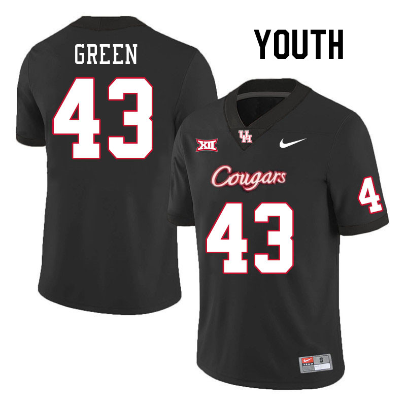 Youth #43 Rickey Green Houston Cougars College Football Jerseys Stitched-Black